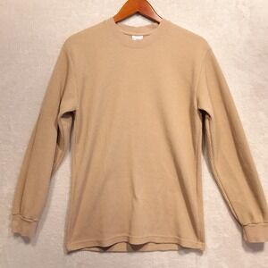 John Son Mens Super Heavyweight Thermal Sweater Sz.M/Beige/Waffle Knit/LS/Crew